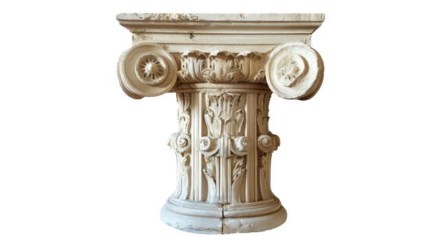 Greek Style Pillar Isolated on a White Background for Architectural Themes and Designs