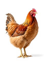 Fototapeta premium A Stunning Portrait of a Buff Orpington Hen Against a Pristine White Background