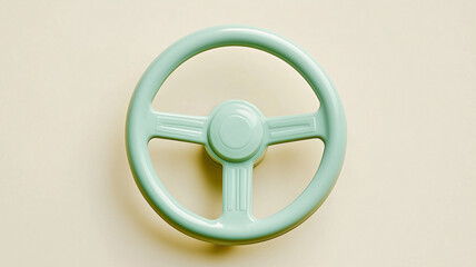 A green steering wheel with a white background