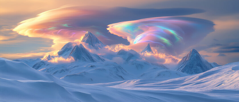 Luminous polar stratospheric clouds over arctic mountains