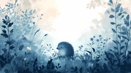A wild hedgehog, perfect for wildlife images, style comic book