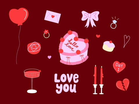 Valentine's Day Elements Vector Illustration