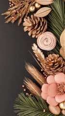 Elegant Rose Gold Blush Pink Winter Holiday Decor Background