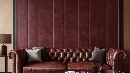 Burgundy wrinkled suede wallpaper. 