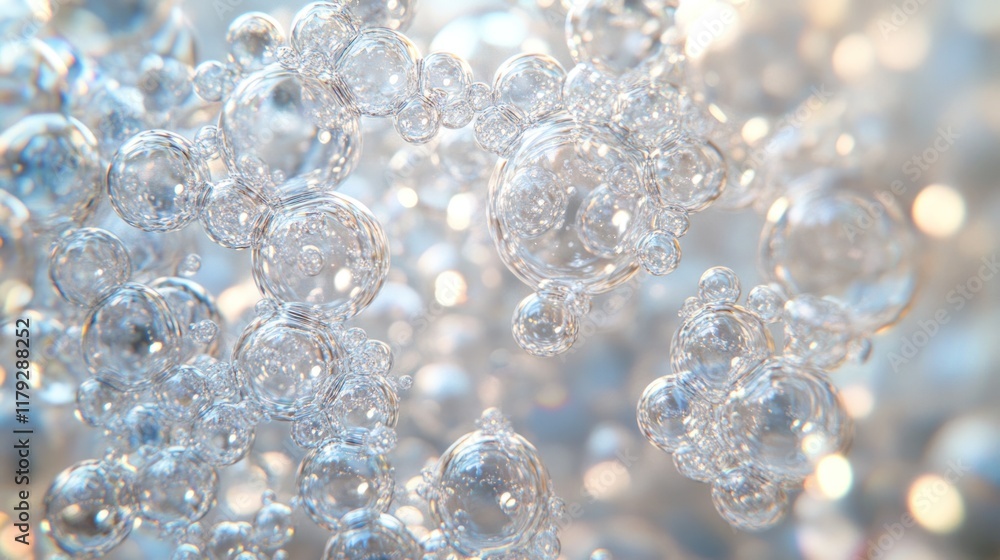Poster bubbles float in soft light creating a dreamy and delicate atmosphere in a tranquil setting. generat