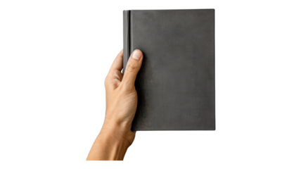 Hand Holding a Closed Book Mockup Isolated on White Background for Creative Projects