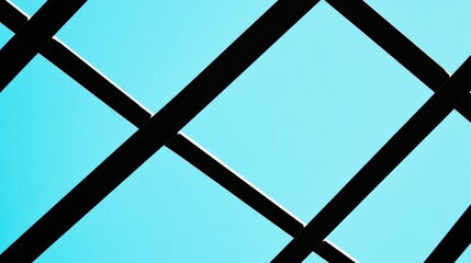 A geometric pattern of intersecting sky train tracks against a bright blue sky.