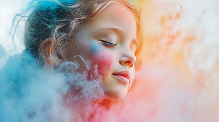 Colored powder burst on white background