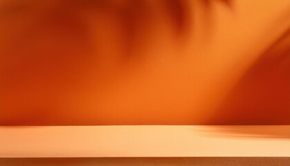 Orange Minimalist Background with Palm Leaf Shadows