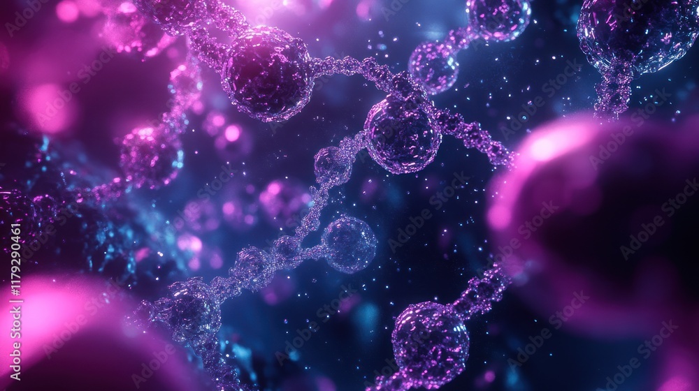 Aufkleber colorful molecular structure illuminated by light in a science-themed abstract design. generative ai