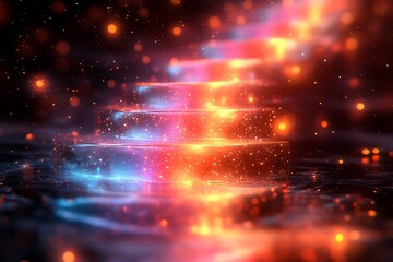 Obraz premium Glittering Steps Illuminated With Vibrant Neon Lights