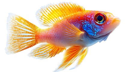 Vibrant orange and blue tropical fish isolated on white background. (1)