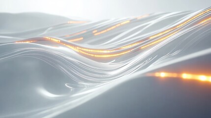 Glowing modern wave lines on white, futuristic sound waves.