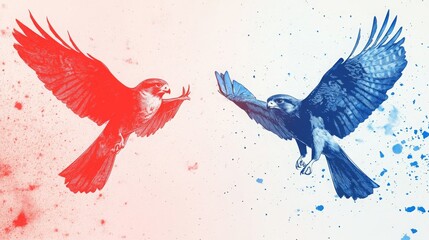 Gradient falcon art in red and blue for Wildlife Day.