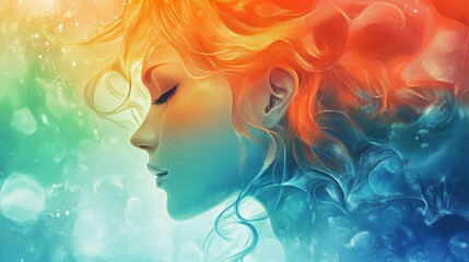 Hot-cold gradient with orange, blue, and green tones.