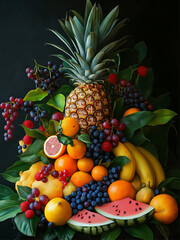 The pictures of various kinds of fruit are very fresh and aesthetic. AI Generated
