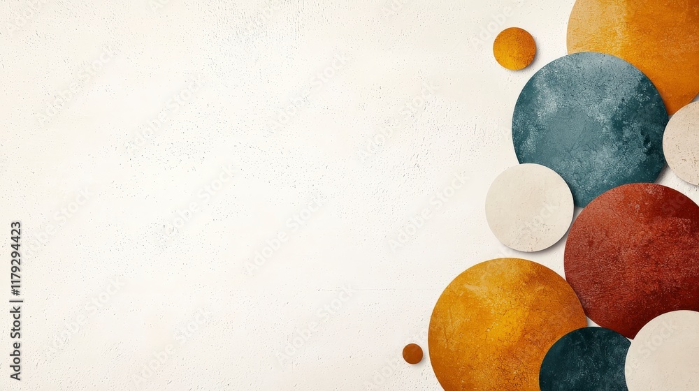 Poster abstract background with colorful circles in warm tones creating a modern and artistic design elemen