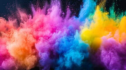 Fototapeta premium Multicolored powder explosion on black background. 