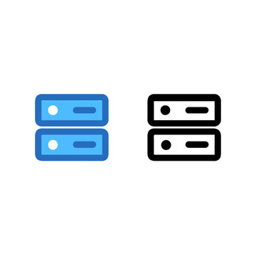 an icon featuring a server, symbolizing backend development and server-side scripting. colored and black versions