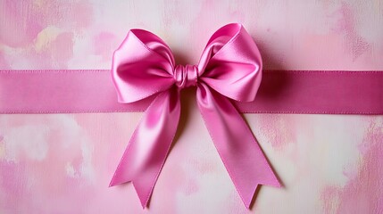 Pink ribbon bow for gift wrapping