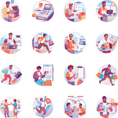 Collection of Flat Style Black Friday Illustrations 

