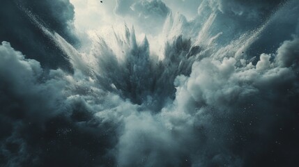 Powder explosion flying in various directions 