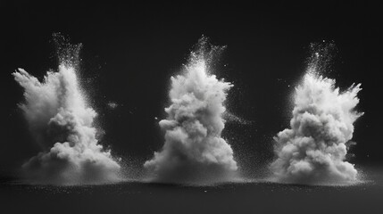 Powder explosion flying in various directions 