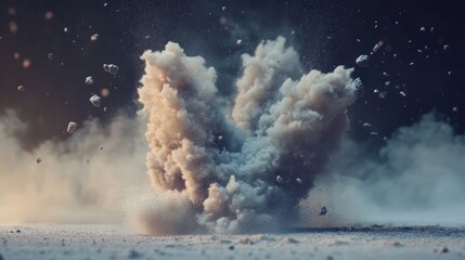 Powder explosion flying in various directions 