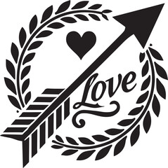 hand drawn heart arrow silhouette