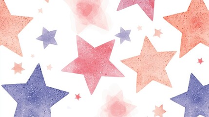 Fototapeta premium Colorful Watercolor Stars on White Background Ideal for Celebrations, Events, and Artistic Projects