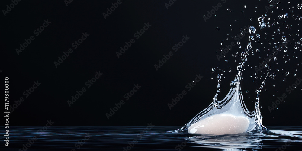Poster hydration texture and protection concept. dynamic shot of water splashing over smooth surface, creat