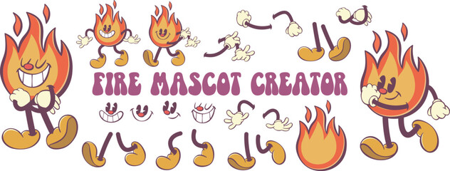 Retro groovy fire character creation kit