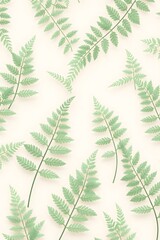 A pattern of green fern leaves on a light background, ideal for nature-themed designs.