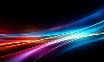 A color light effect that comes out from the top down, a line light, a glow effect, a light effect, Black background.