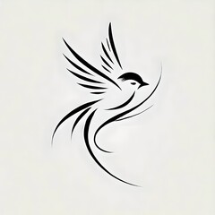 Fototapeta premium Black and White Tattoo Sketch of a Bird with Spread Wings