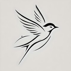 Obraz premium Black and White Tattoo Sketch of a Bird with Spread Wings