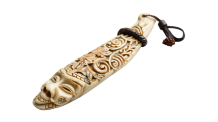 Intricately carved ceremonial dagger from the 19th century showcasing detailed craftsmanship and cultural significance on transparent background