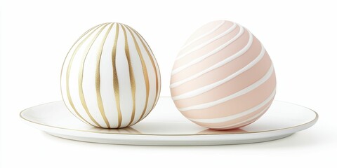 Easter's Day Easter Eggs Decorative eggs on a white plate.