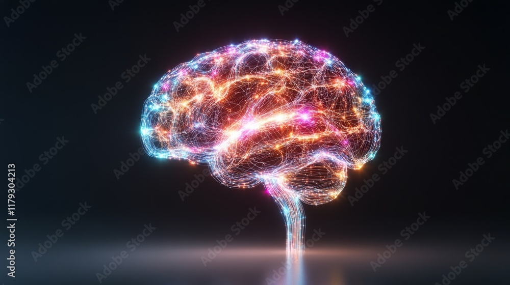 Aufkleber neural network visualization revealing glowing pathways of artificial intelligence research