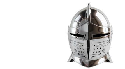 Shiny medieval knight's helmet displayed on a clean background showcasing craftsmanship and design on transparent background