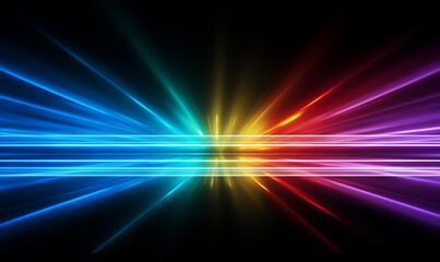 A color light effect that comes out from the top down, a line light, a glow effect, a light effect, Black background.