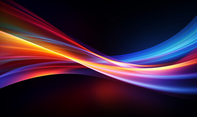 A color light effect that comes out from the top down, a line light, a glow effect, a light effect, Black background.