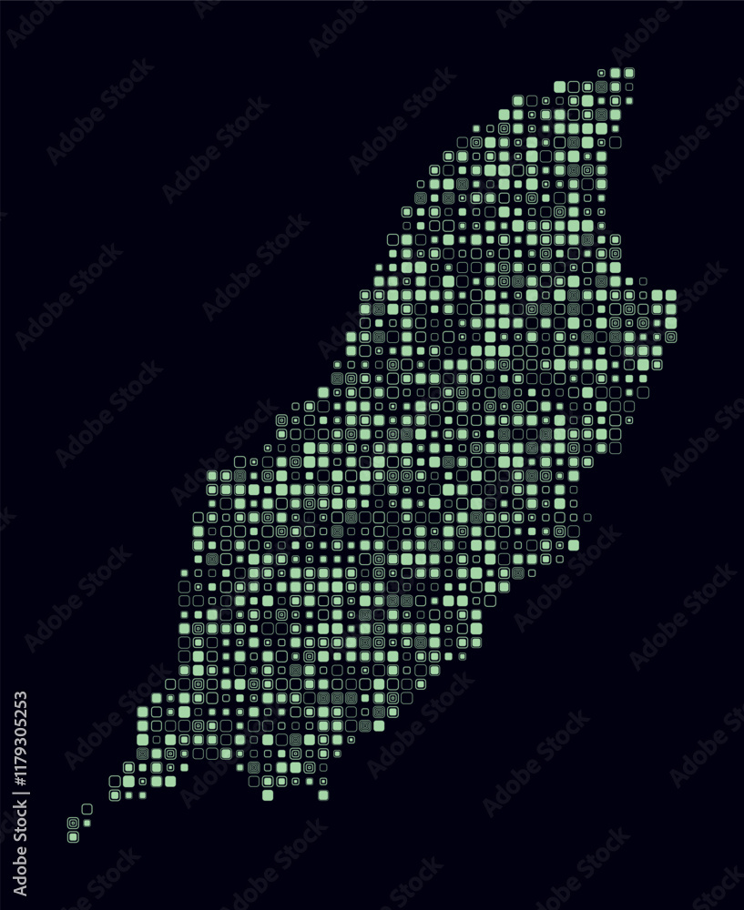 Poster isle of man, shape of the country build of colored cells. digital style map of the isle of man on da