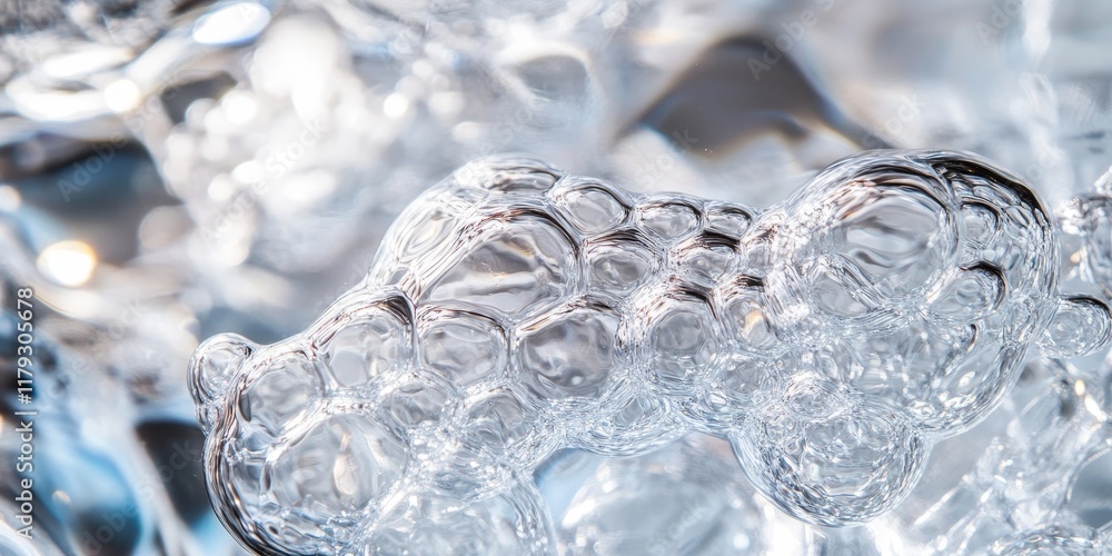 Poster close up view of water bubbles creating an intriguing background, showcasing the delicate formations