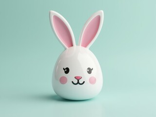 Obraz premium Cute easter bunny character smiling on turquoise background