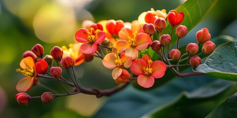 Stunning Jatropha flower in full bloom, showcasing the vibrant colors and intricate details of the Jatropha flower, a symbol of nature s beauty and ecological diversity.
