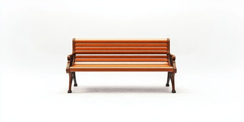 Isolated park bench on a white background, offering a timeless and versatile representation of a park bench for various design needs and concepts focusing on outdoor urban furniture.