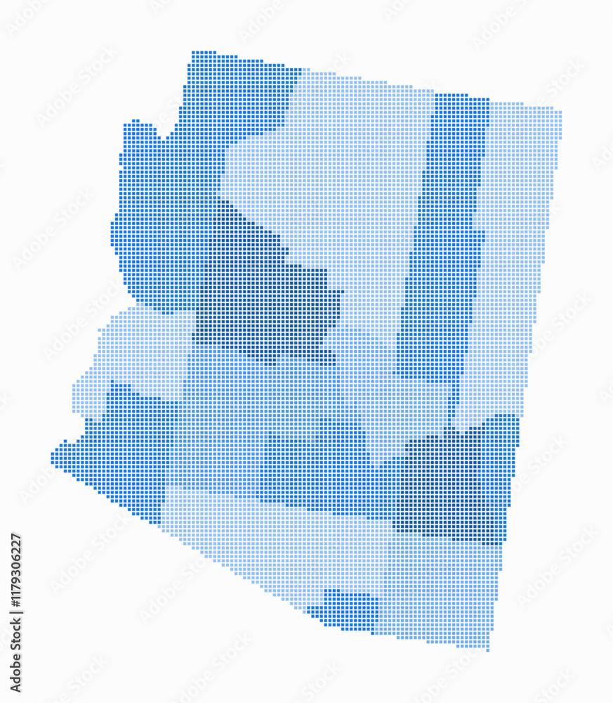 Poster arizona dotted map. digital style map of the state on a white background. arizona shape with square 