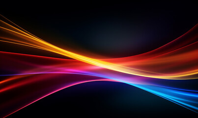 A color light effect that comes out from the top down, a line light, a glow effect, a light effect, Black background.