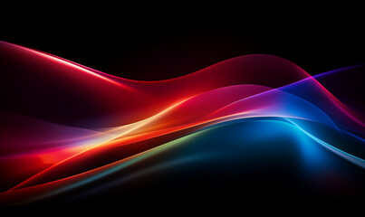 A color light effect that comes out from the top down, a line light, a glow effect, a light effect, Black background.